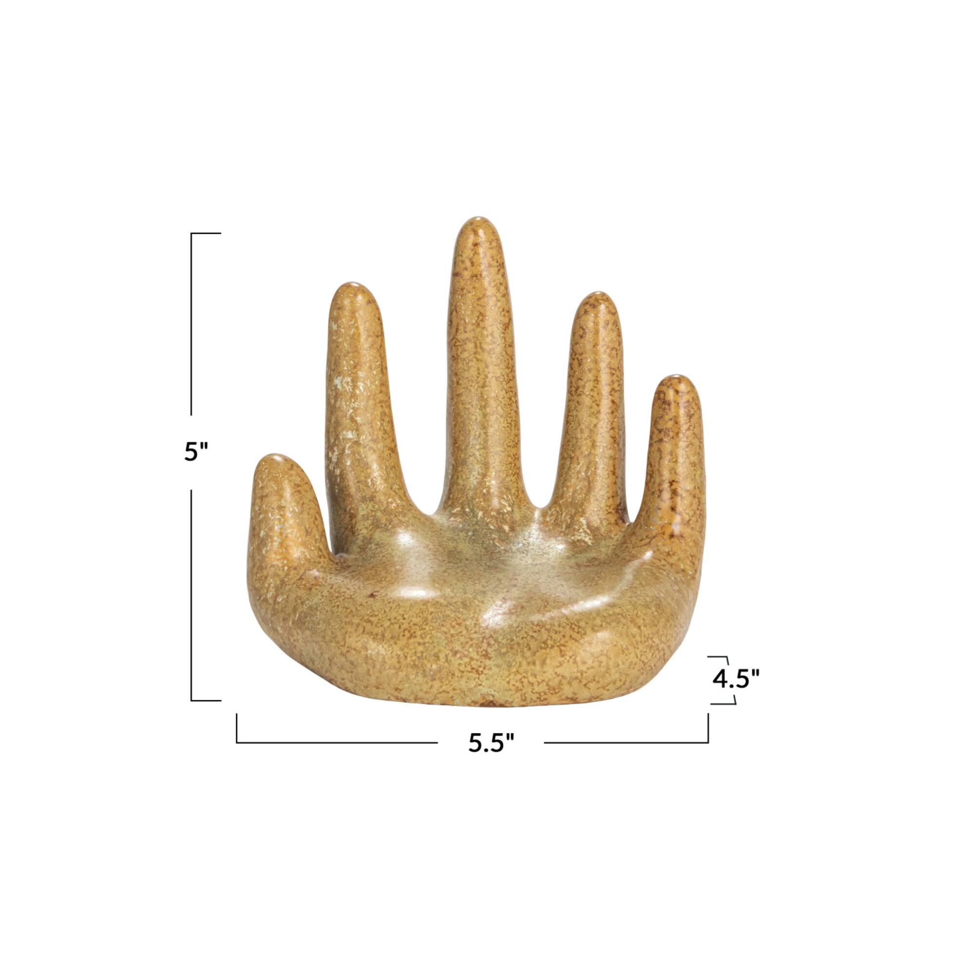 Hello Honey® 5.5" Brown Decorative Stoneware Hand with Reactive Glaze